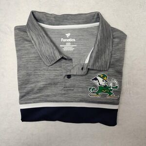 Notre Dame Fighting Irish Polo Shirt Mens Large Blue Gray NCAA Football Fanatics